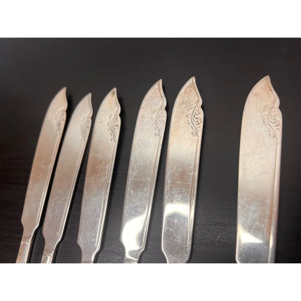 12-Piece EPNS Silver Plated Fish Cutlery Set c. 1920s Knives Forks Antique